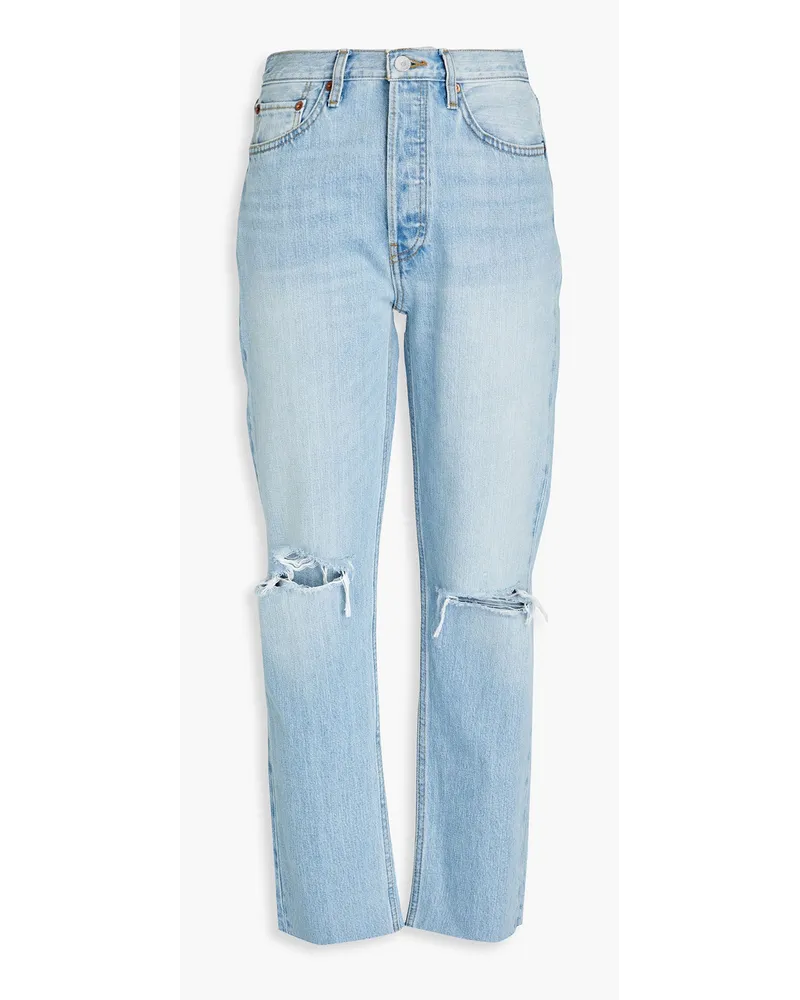 RE/DONE 70s hoch sitzende Jeans mit geradem Bein inDistressed-Optik Blau