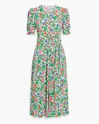 Diane von Furstenberg Sammie Midikleid aus Crêpe mit floralem Print und Gürtel Grün