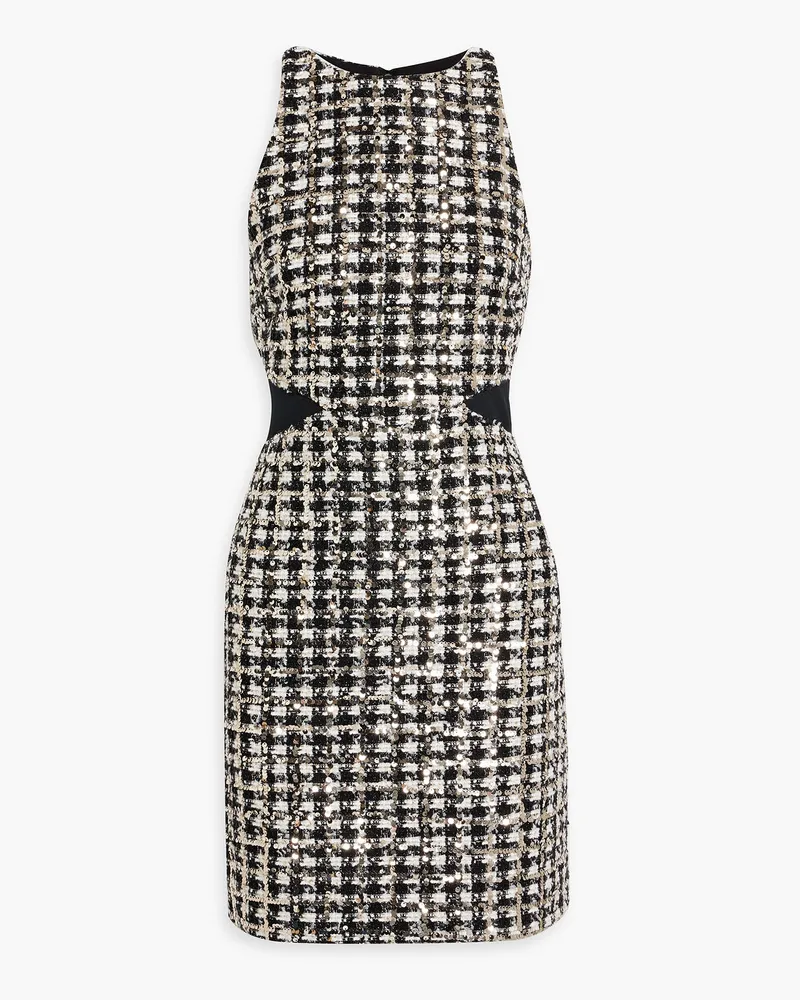 Derek Lam Rosemary Minikleid aus Bouclé-Tweed mit Metallic-Effekt und Pailletten Schwarz