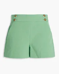 Veronica Beard Kimm button-embellished cotton and linen-blend shorts Grün