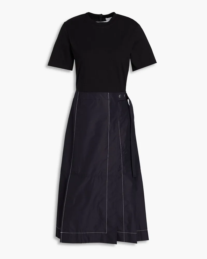 3.1 phillip lim Zweifarbiges Midikleid aus Baumwoll-Jersey und Popeline aus einer Baumwollmischung Schwarz