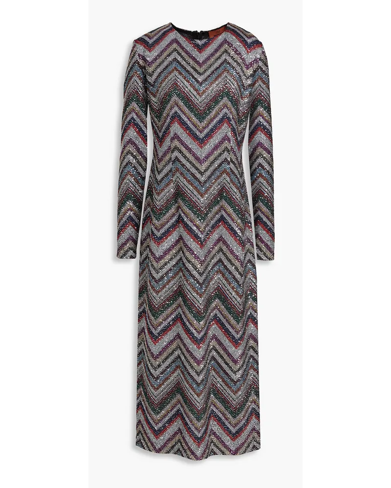 Missoni Midi-Strickkleid inHäkeloptik mit Pailletten Schwarz