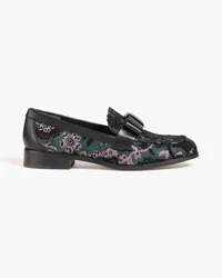 Stuart Weitzman Bowtie Loafers aus floralem Jacquard mit Verzierung Blau