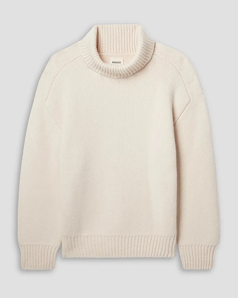 KHAITE Landen Oversized-Rollkragenpullover aus gebürstetem Kaschmir Weiß