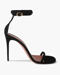 Amina Muaddi Giorgia Sandalen aus Veloursleder Schwarz