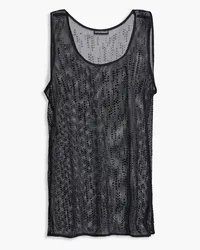 Emporio Armani Tanktop aus Lochstrick mit Kristallverzierung Schwarz