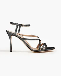 Sergio Rossi Bon Ton Sandalen aus Veloursleder in-Optik Metallic