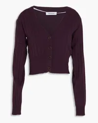 NAADAM Cropped Cardigan aus einer gerippten Woll-Kaschmirmischung Lila