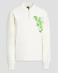 Y-3 Sweatshirt aus Baumwollfrottee mit halblangem Reißverschluss und Stickereien Weiß