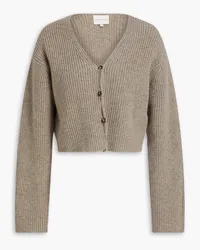 Loulou Studio Cropped Cardigan aus einer gerippten Woll-Kaschmirmischung Neutral