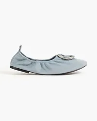 Tory Burch Ballerinas aus Veloursleder mit Verzierung Blau