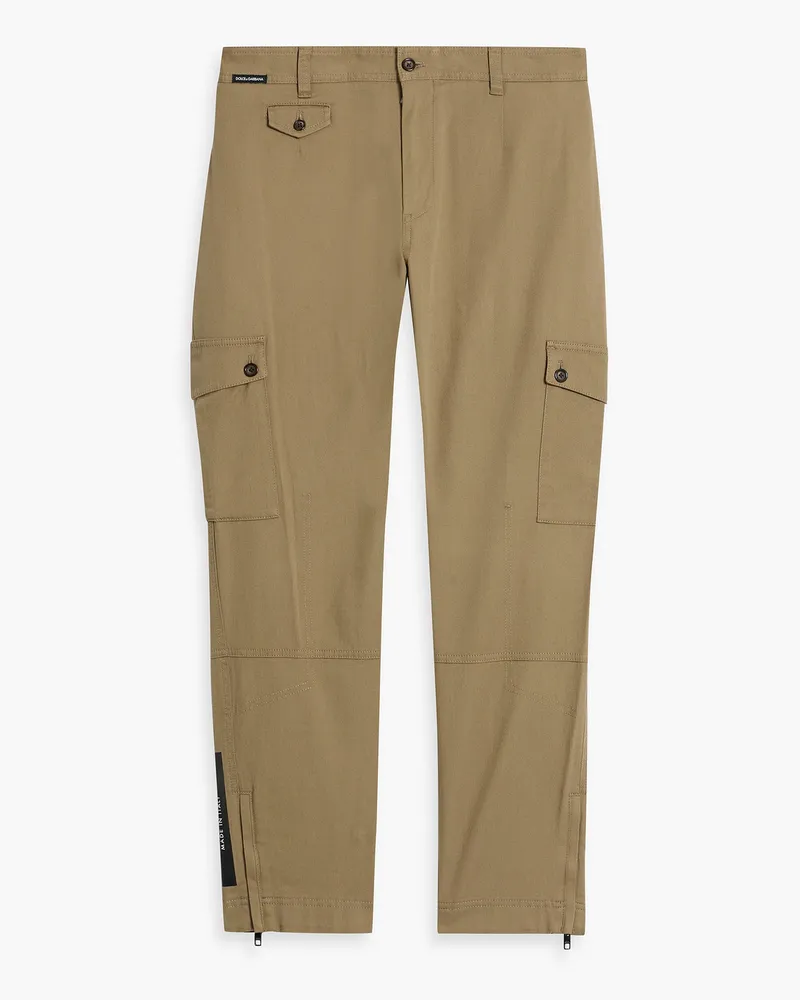 Dolce & Gabbana Schmal zulaufende Cargohose aus Twill aus einer Baumwollmischung mit Logoprint Neutral