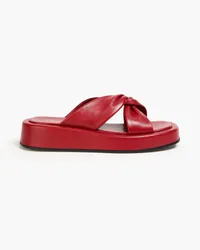 Elleme Tresse Plateausandalen aus Leder mit Twist-Detail Rot