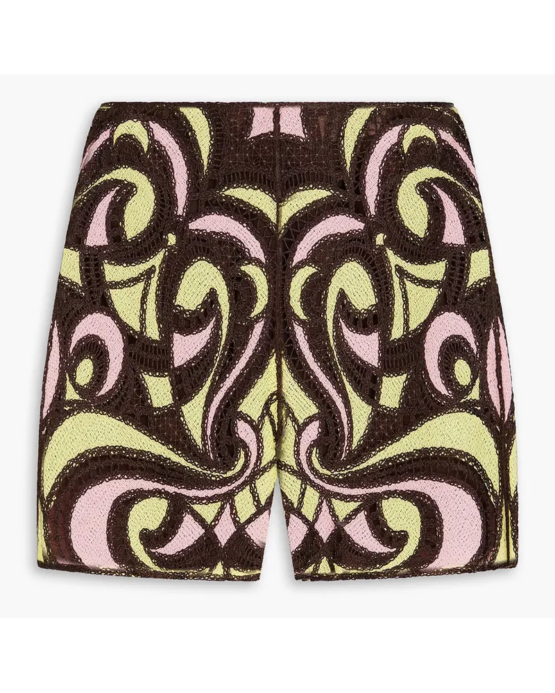 Emilio Pucci Shorts aus Gaze mit Stickereien Gelb