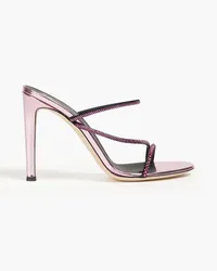 Giuseppe Zanotti Mules aus Veloursleder mit Kristallverzierung Pink