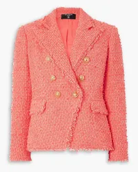 Balmain Doppelreihiger Blazer aus Bouclé mit Zierknöpfen Orange