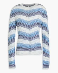 Autumn Cashmere Striped pointelle-knit sweater Blau