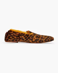 Maison Margiela Loafers aus Kunstfell mit Leopardenprint Braun