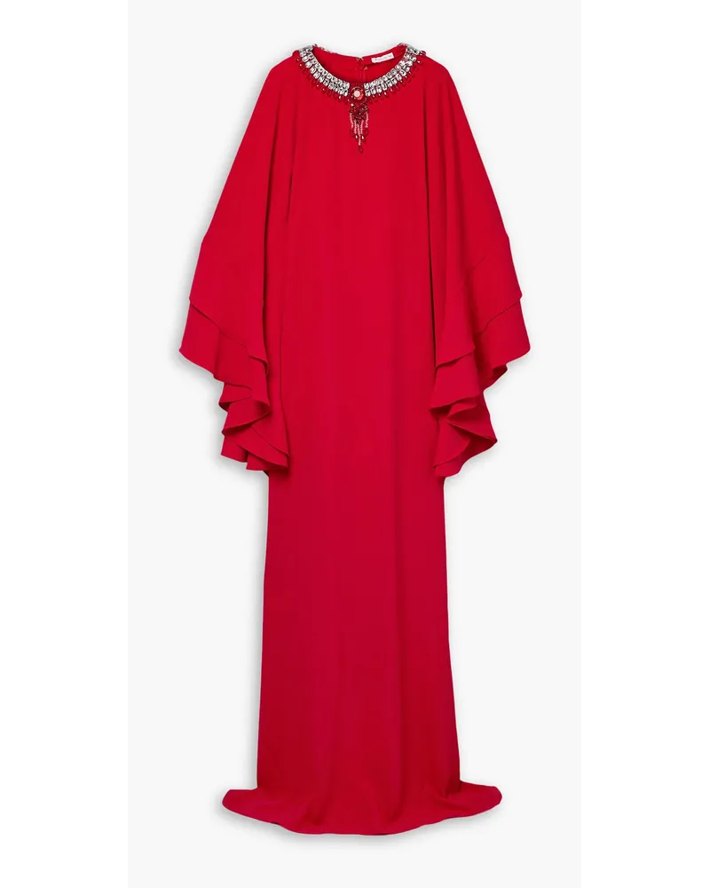 Reem Acra Embellished crepe gown Rot