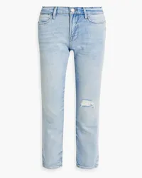 Frame Denim Le High Straight hoch sitzende Cropped Jeans mit geradem Bein inDistressed-Optik Blau