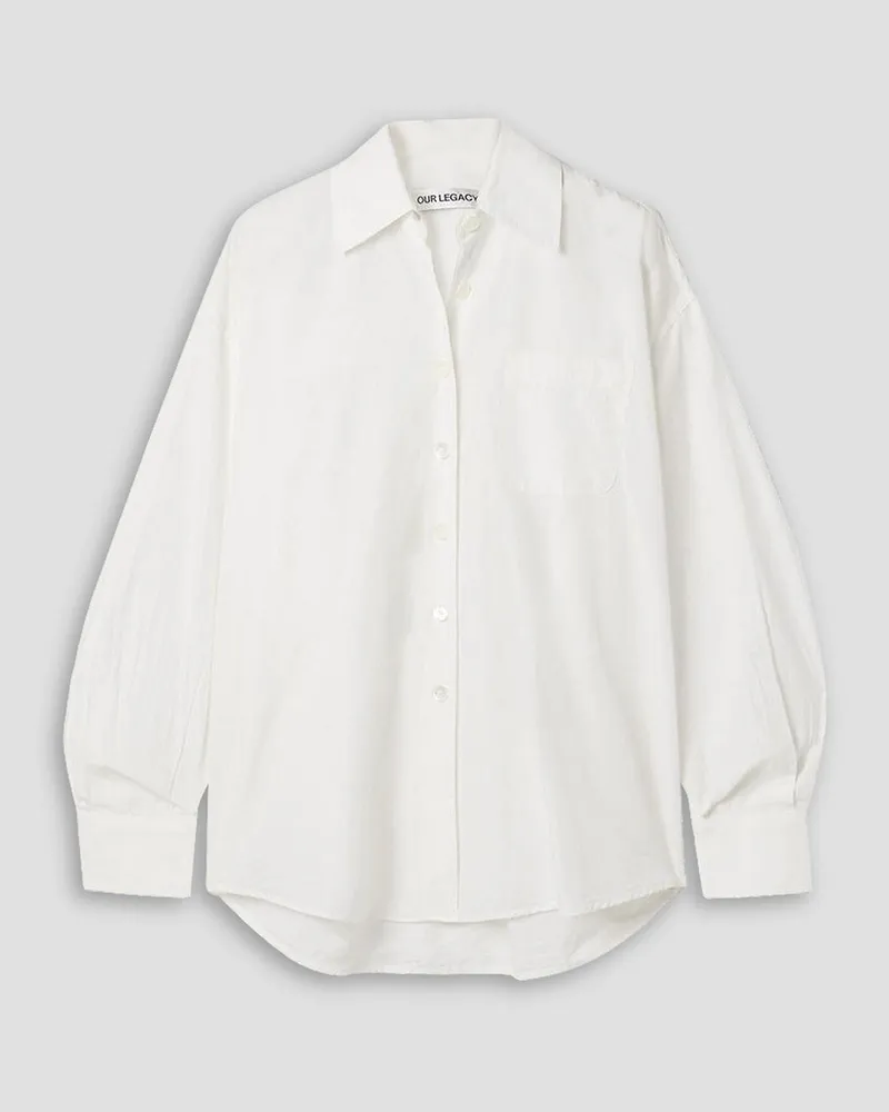 Our Legacy Borrowed oversized cotton-blend poplin shirt Weiß