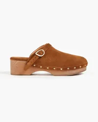 Ancient Greek Sandals Clogs aus Veloursleder mit Nieten Braun