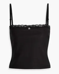 Alexander Wang Top aus Stretch-Satin mit Spitzenbesatz Schwarz