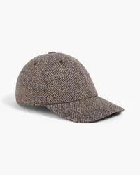 Thom Browne Baseballcap aus Woll-Tweed mit Fischgratmuster Braun