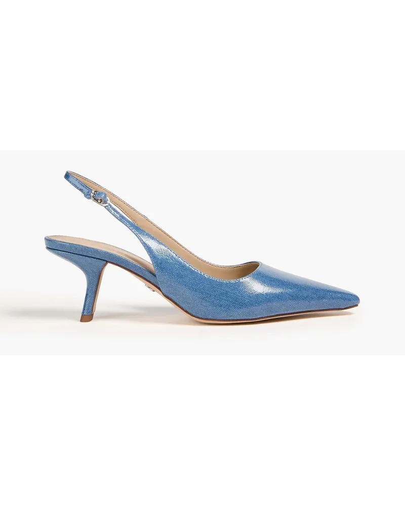 Sam Edelman Bianka Slingback-Pumps aus beschichtetem Denim Blau