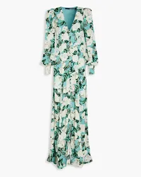 ROTATE Birger Christensen Maja floral-print satin-jacquard maxi dress Blau