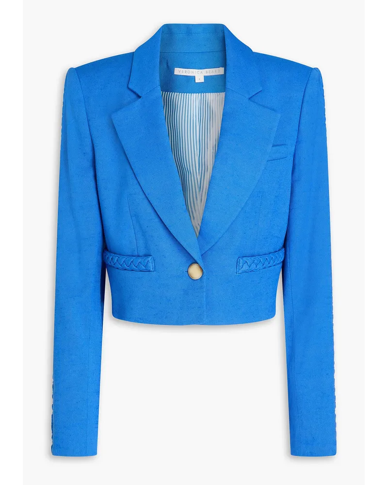 Veronica Beard Behren Cropped Blazer aus Webstoff Blau