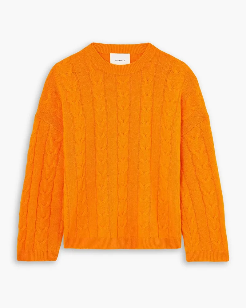 Lisa Yang Vilma Pullover aus Kaschmir inZopfstrick Orange