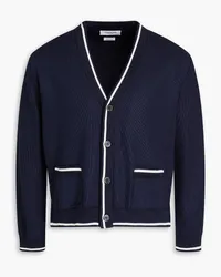 Thom Browne Cardigan aus Piqué aus einer Seiden-Baumwollmischung Blau