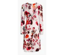 Kleid aus Crêpe mit floralem Print und Wickeleffekt