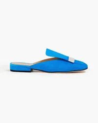 Sergio Rossi Slippers aus Veloursleder mit Verzierung Blau