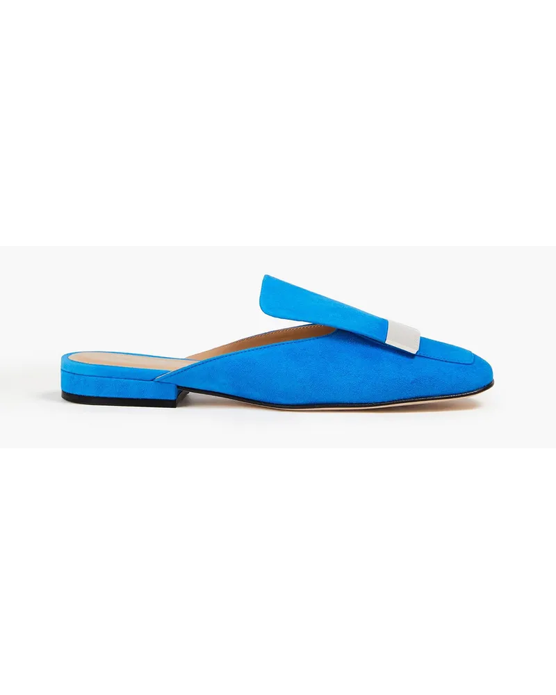 Sergio Rossi Slippers aus Veloursleder mit Verzierung Blau