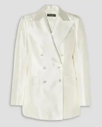 Dolce & Gabbana Doppelreihiger Blazer aus Seidensatin Weiß