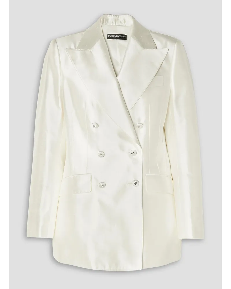 Dolce & Gabbana Doppelreihiger Blazer aus Seidensatin Weiß