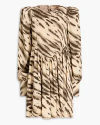 ROTATE Birger Christensen Minikleid aus Jacquard mit Tigerprint Neutral