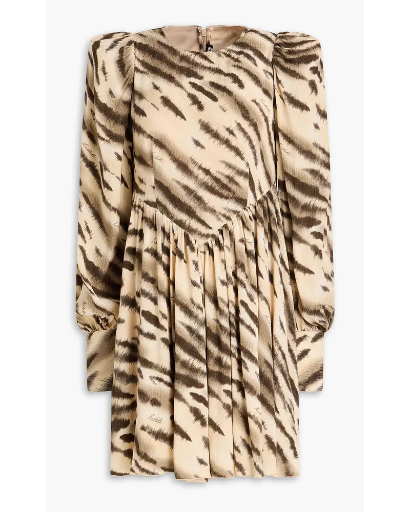 ROTATE Birger Christensen Minikleid aus Jacquard mit Tigerprint Neutral