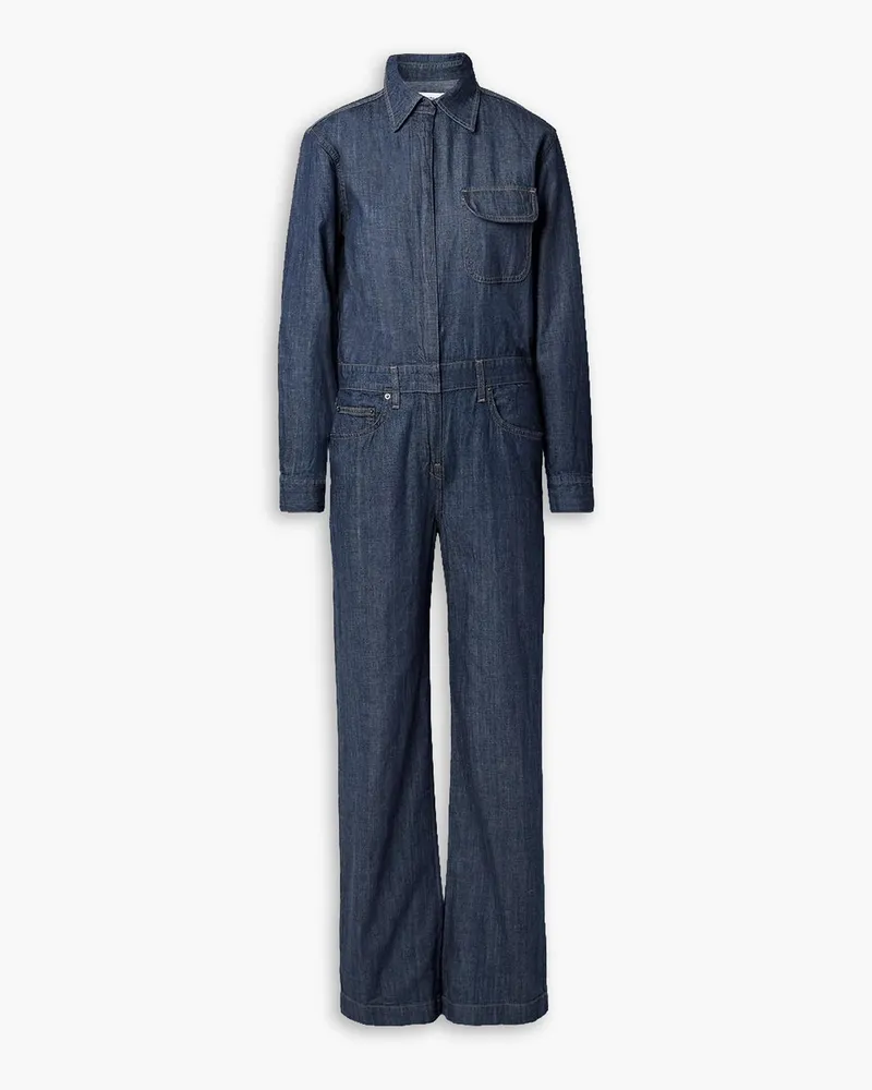 Rivet Utility Boyfriend Jumpsuit aus Denim Blau