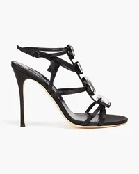 Sergio Rossi Evangelie Sandalen aus Satin mit Kristallverzierung Schwarz