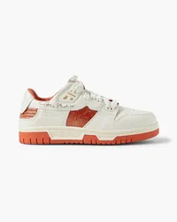 Acne Studios Zweifarbige Sneakers aus strukturiertem Leder und Craquelé-Leder Orange