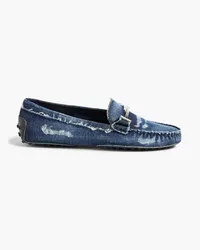 TOD'S Loafers aus Denim inDistressed-Optik Blau