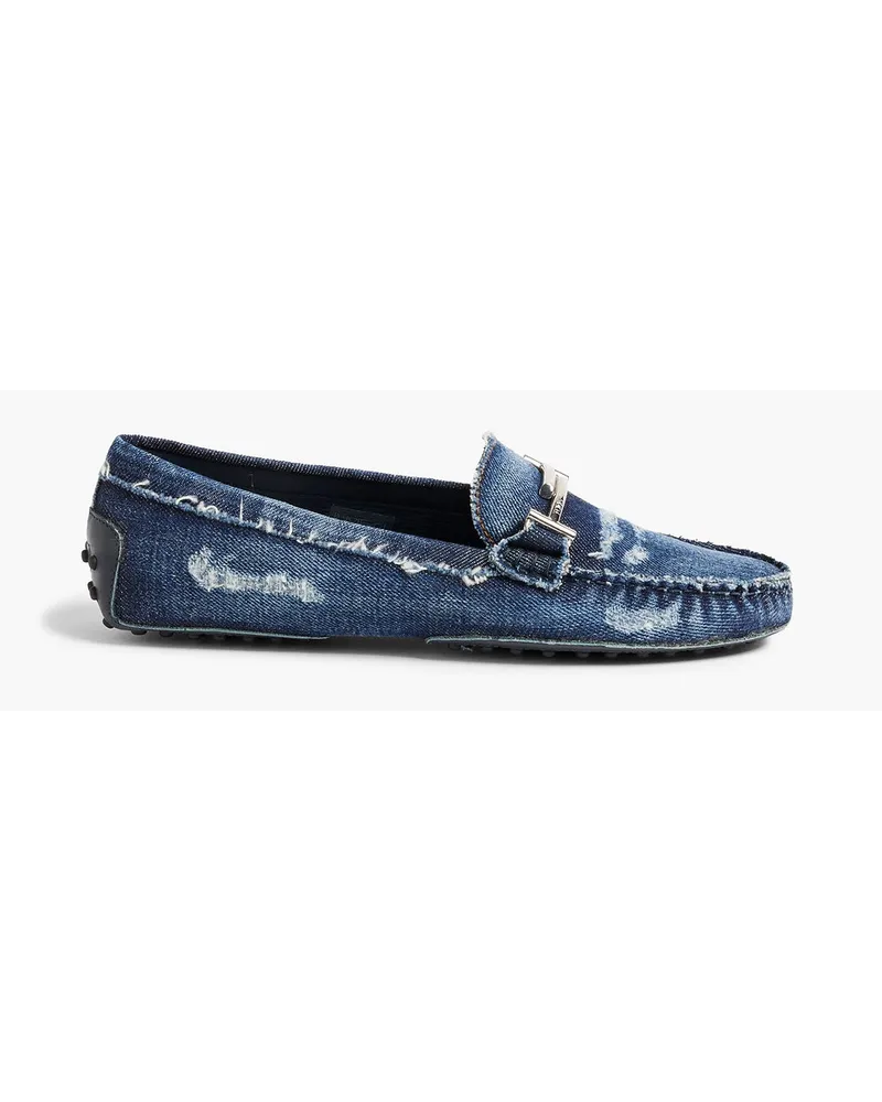 TOD'S Loafers aus Denim inDistressed-Optik Blau