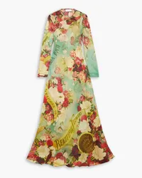 Zimmermann Maxikleid aus Seidenorganza mit Print Grün