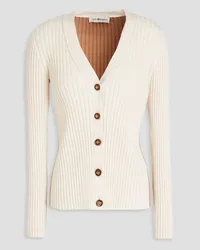 Tory Burch Cardigan aus einer gerippten Merinowollmischung Weiß