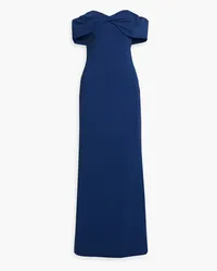 Badgley Mischka Schulterfreie Robe aus Cady mit Twist-Detail Blau