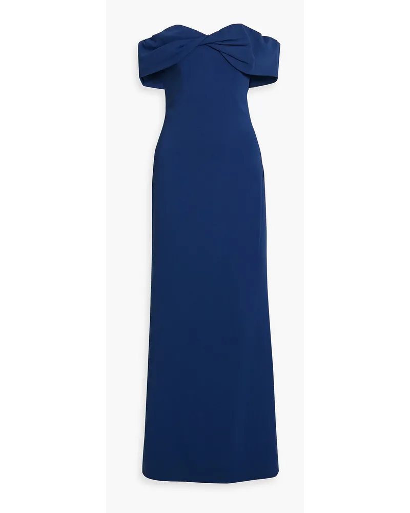 Badgley Mischka Schulterfreie Robe aus Cady mit Twist-Detail Blau