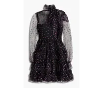 REDValentinoGestuftes Minikleid aus Tüll mit Glitter-Finish und Schluppe